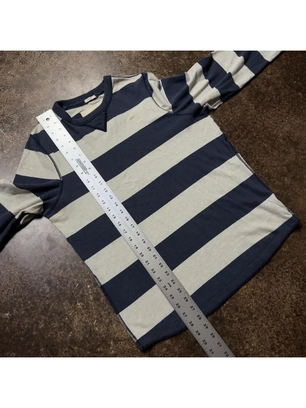 Vintage Abercrombie & Fitch Muscle Striped Crewneck Sweater XL Navy White Y2K